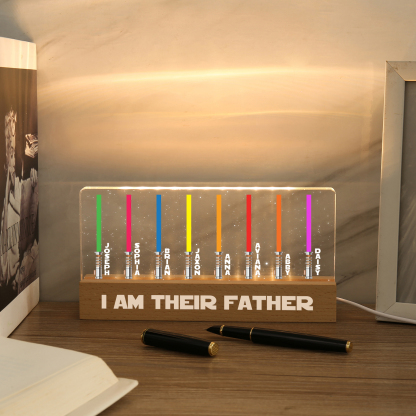 Personalised Star Wars Logo Father's Day Gift - I'm Their Dad - Table Lamp with 8 Names
