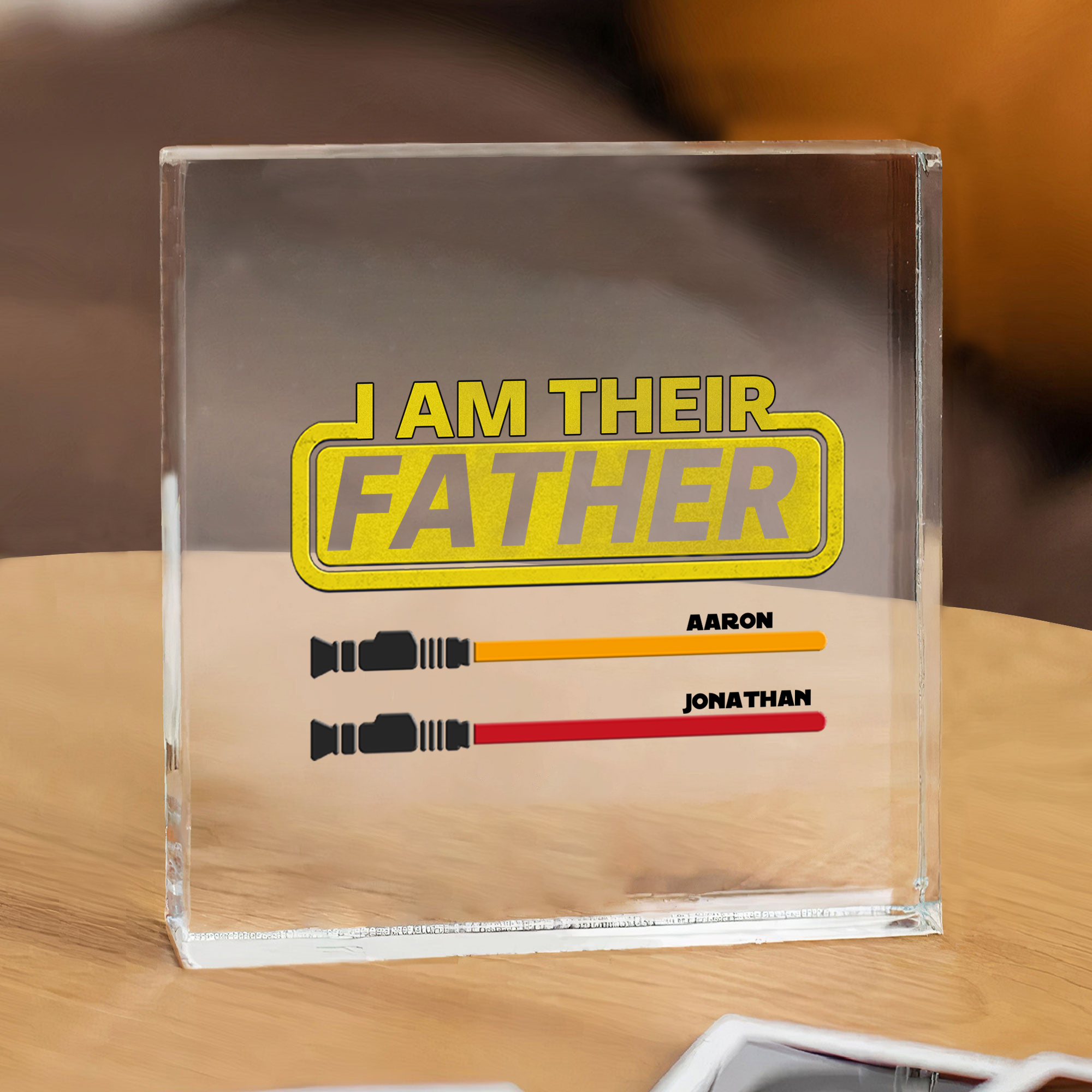 2 Names - Personalised Gun Pattern Family Acrylic Keepsake Customized Name Acrylic Home Decor Gift for Dad