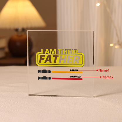 2 Names - Personalised Gun Pattern Family Acrylic Keepsake Customized Name Acrylic Home Decor Gift for Dad