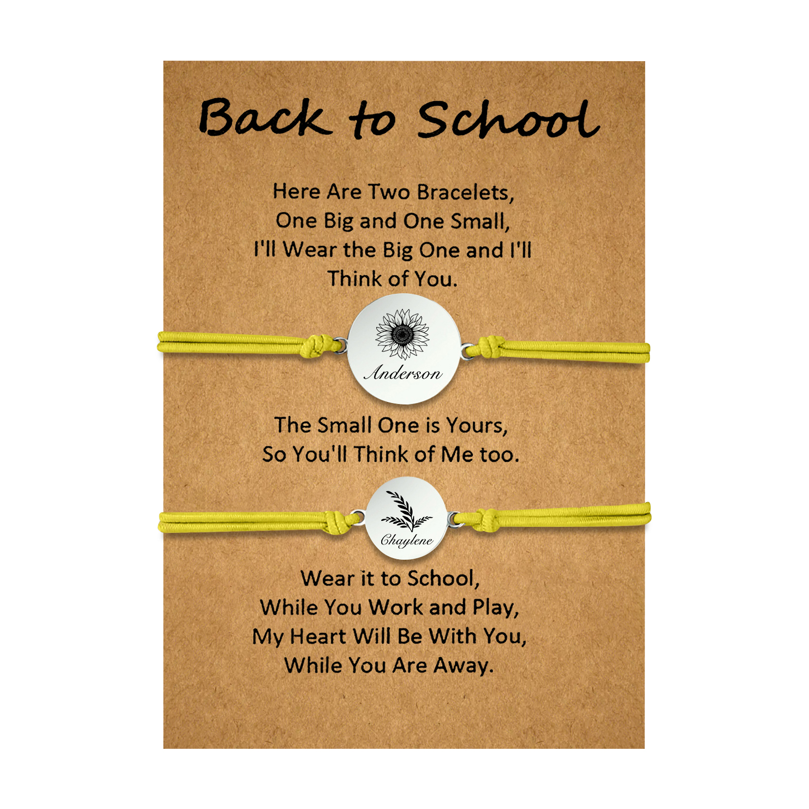 Jessemade UK 2 PCS Customized 2 Names Dandelion Pattern Elastic Stainless Steel Bracelet Back-To-School Gift For Daughter 19.99 n2