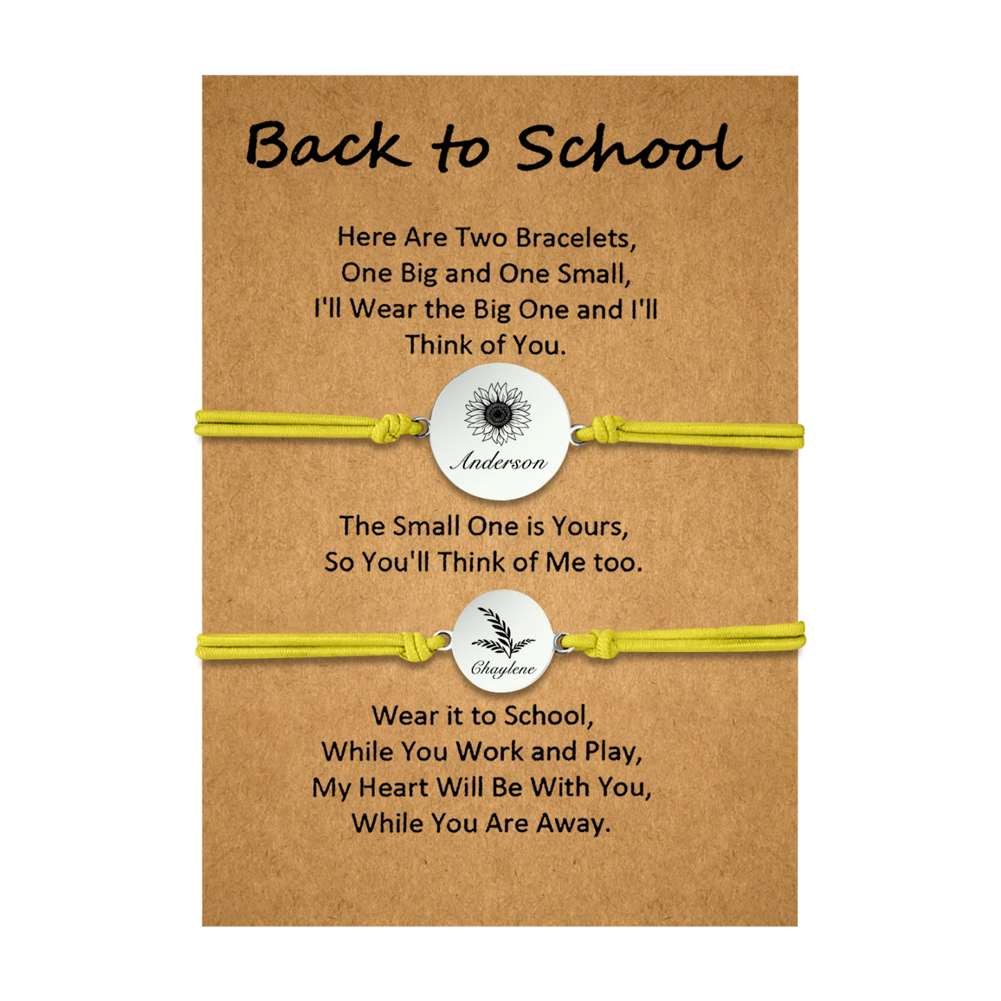 Jessemade UK 2 PCS Customized 2 Names Dandelion Pattern Elastic Stainless Steel Bracelet Back-To-School Gift For Daughter 19.99 n2