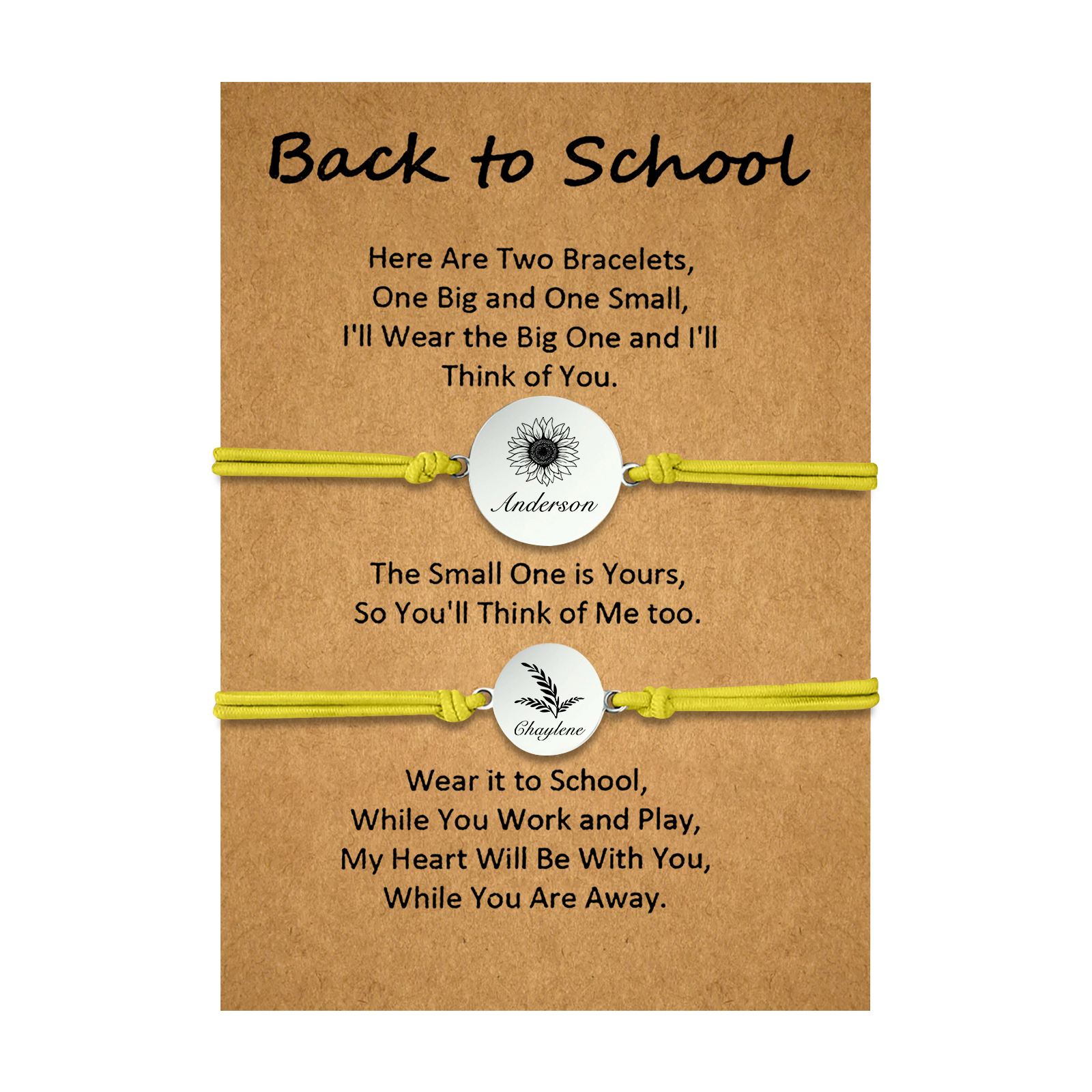 Jessemade UK 2 PCS Customized 2 Names Dandelion Pattern Elastic Stainless Steel Bracelet Back-To-School Gift For Daughter 19.99 n2