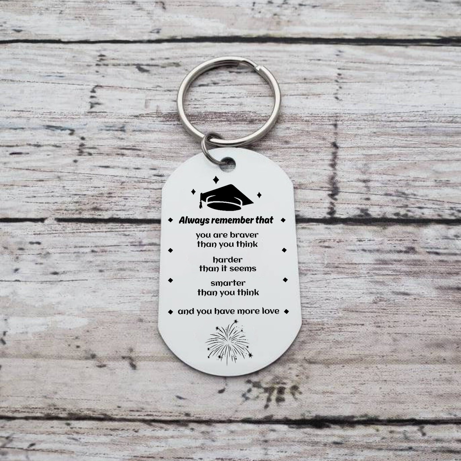 Personalised Name Military Keyring With Inspirational Text Graduation Gift For Her/Him