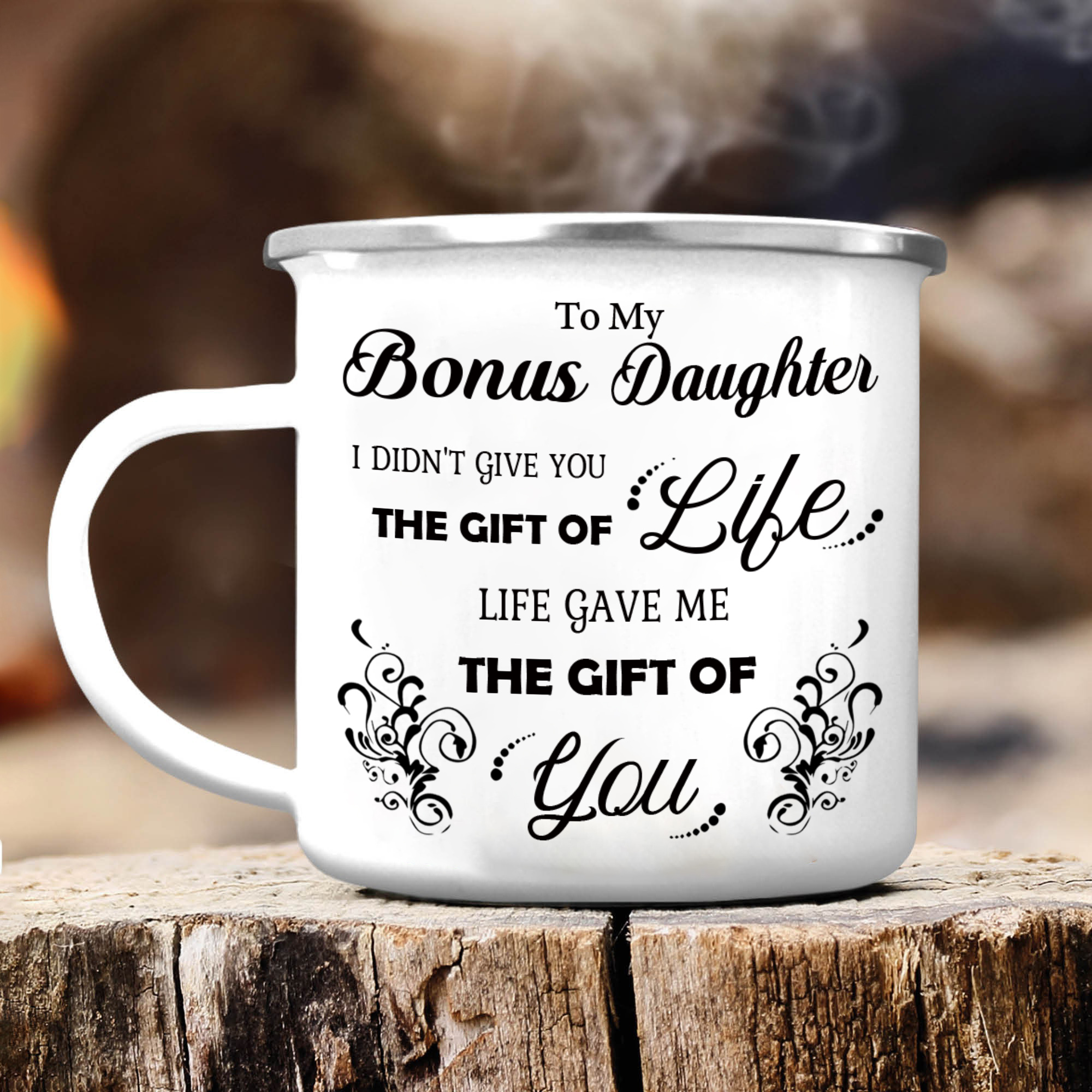 To My Bonus Daughter Mug Set With Gift Box Christmas Birthday Gift Ceramic Coffee Mug for Daughter