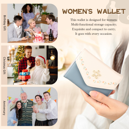 Custom Purse-Women's Personalised Photo PU Leather Flower Folding Wallet for Her