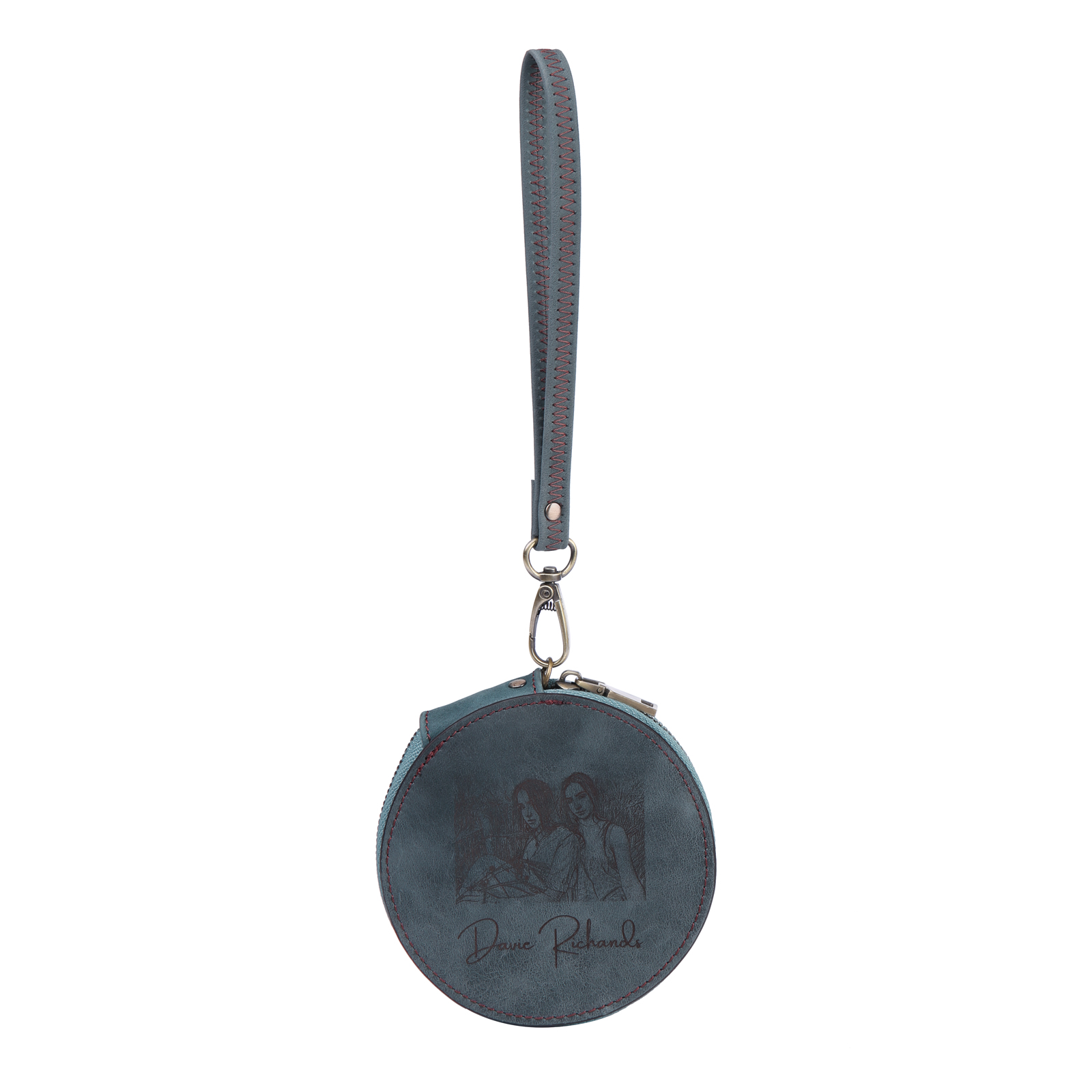 Custom Purse-Personalised Photo Quality Leather Round Zipper Wallet Custom Text Wallet Gift for Her