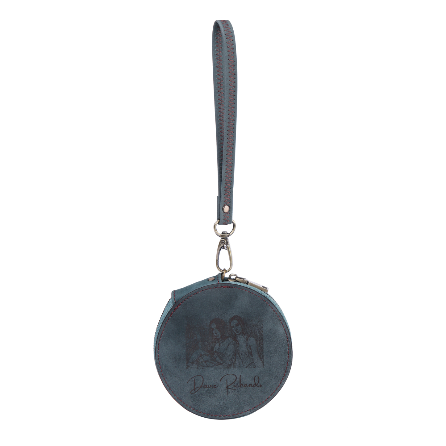 Custom Purse-Personalised Photo Quality Leather Round Zipper Wallet Custom Text Wallet Gift for Her