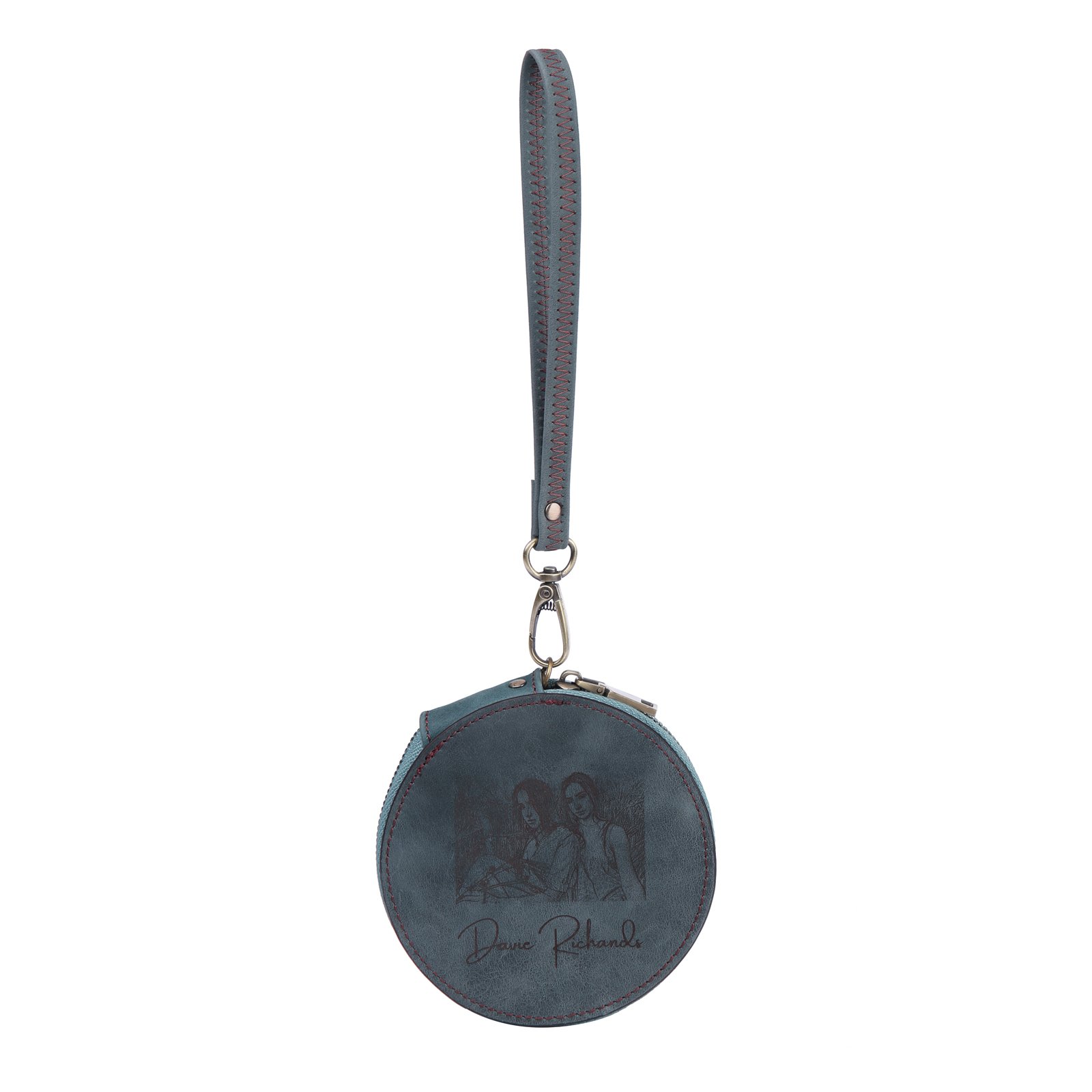 Custom Purse-Personalised Photo Quality Leather Round Zipper Wallet Custom Text Wallet Gift for Her