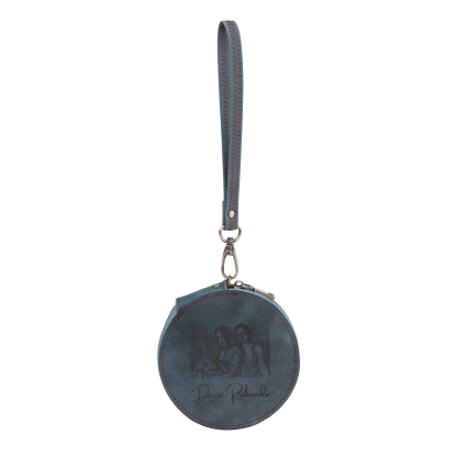 Custom Purse-Personalised Photo Quality Leather Round Zipper Wallet Custom Text Wallet Gift for Her