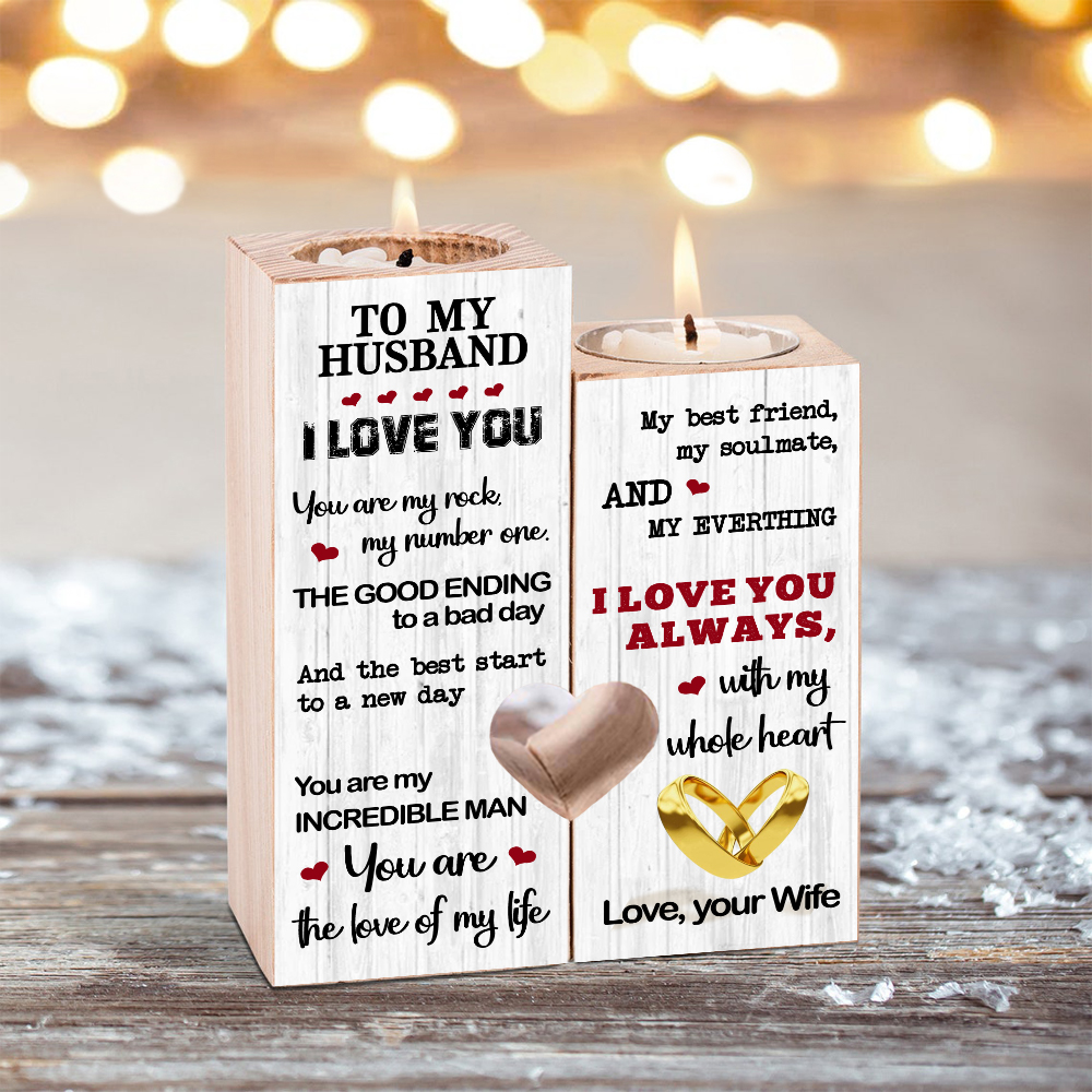 To My Husband Couple Candle Holder "You are my incredible man" Candlesticks