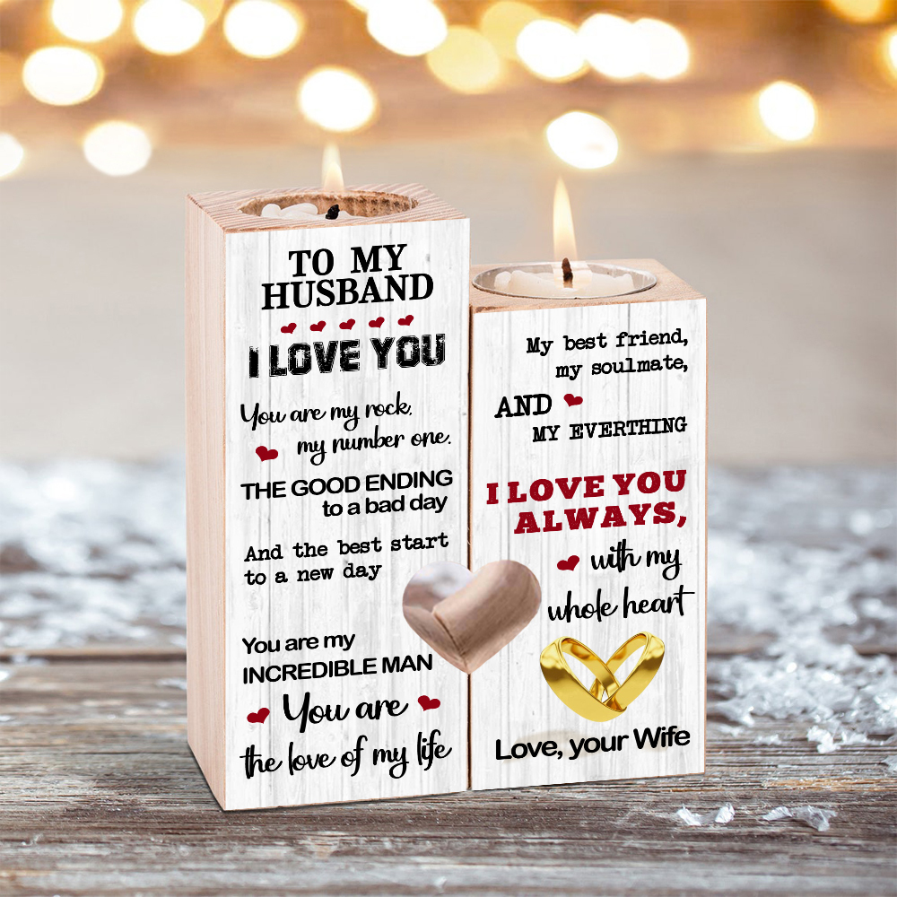 To My Husband Couple Candle Holder "You are my incredible man" Candlesticks