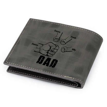 4 Names - Personalised Photo Custom Leather Men's Wallet as a Father's Day Gift for Dad
