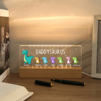 7 Names - Personalised Cute Dinosaur Pattern Beautiful Table Lamp Father's Day Gift for Dad