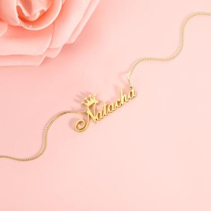 Personalised Crown Necklace Custom 1 Name Necklace Gift For Women