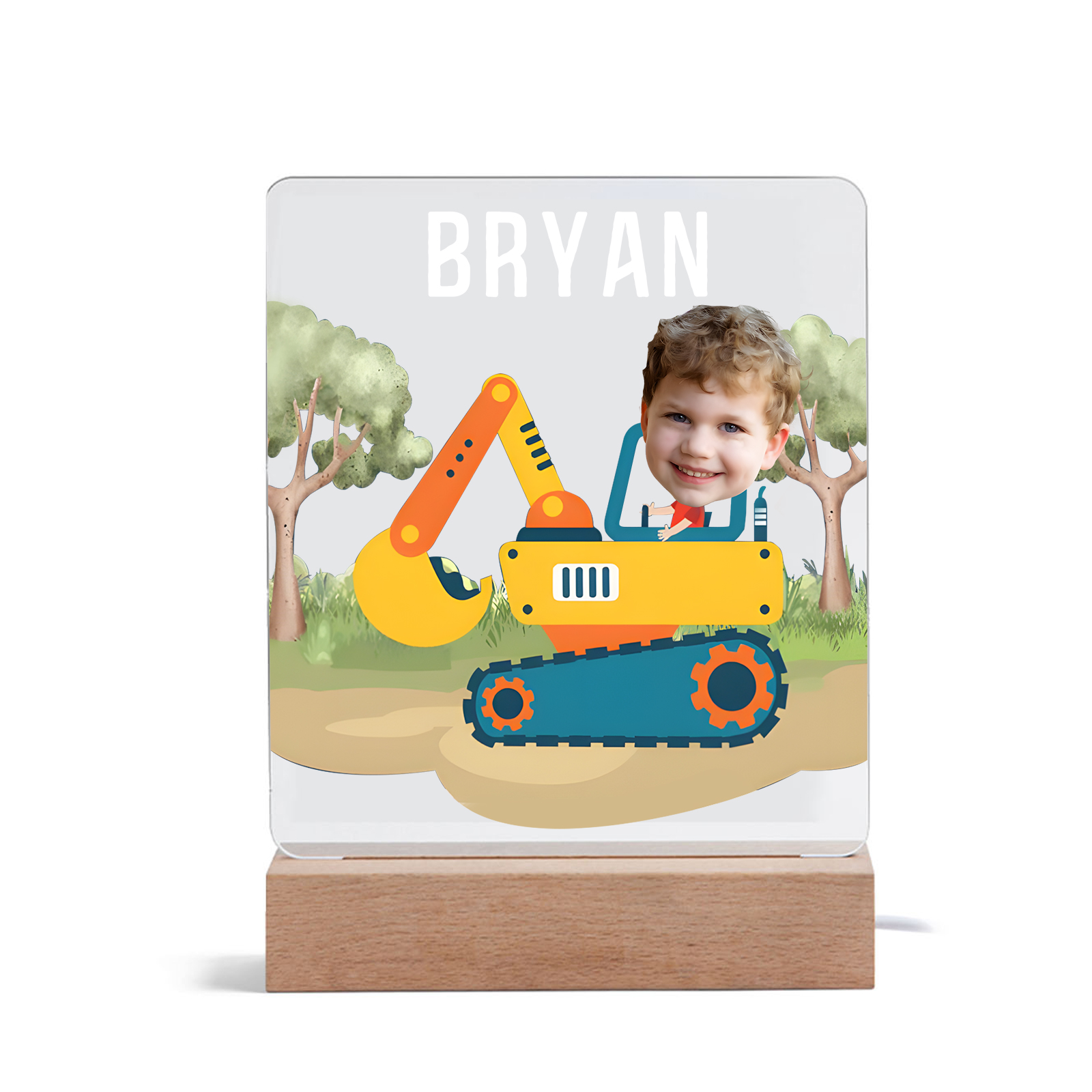 Personalised Photo & Name Acrylic Exquisite Pattern Night Light, A Gift For Children