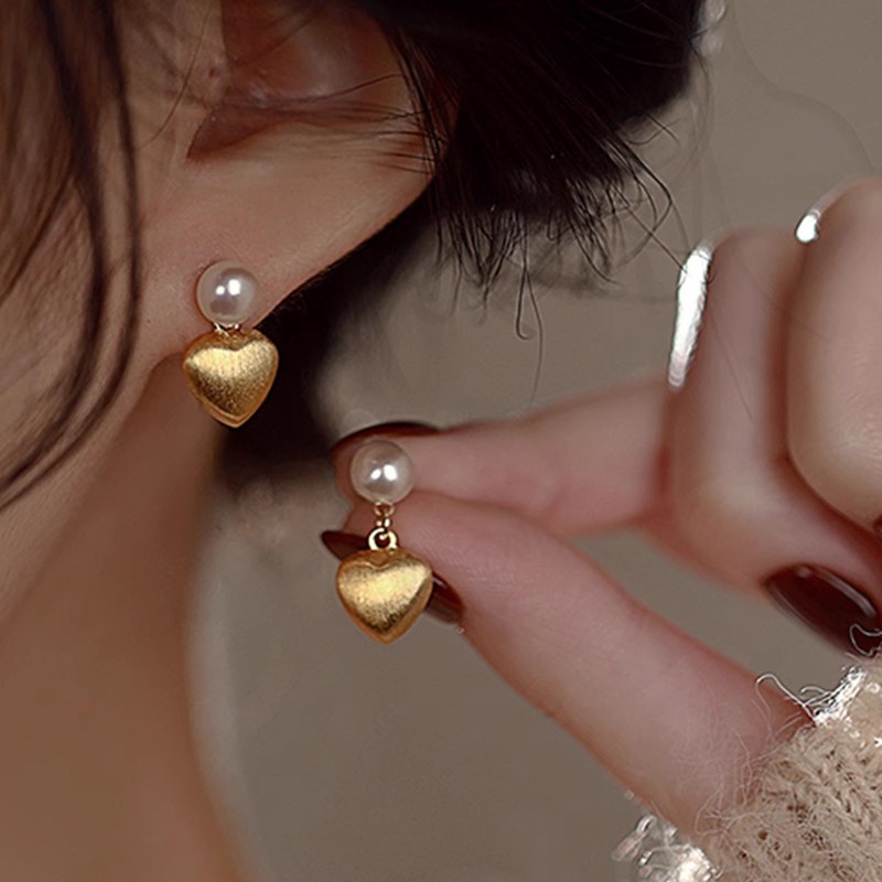 Heart and Pearl Earrings for Women