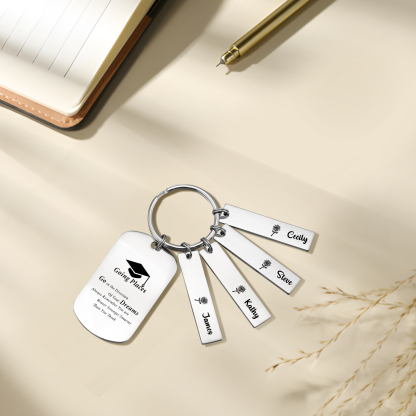 4 Names - Personalised Name Exquisite Graduation Keyring Gift For Her/Him