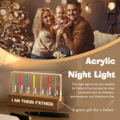 Personalised Star Wars Logo Father's Day Gift - I'm Their Dad - Table Lamp with 7 Names