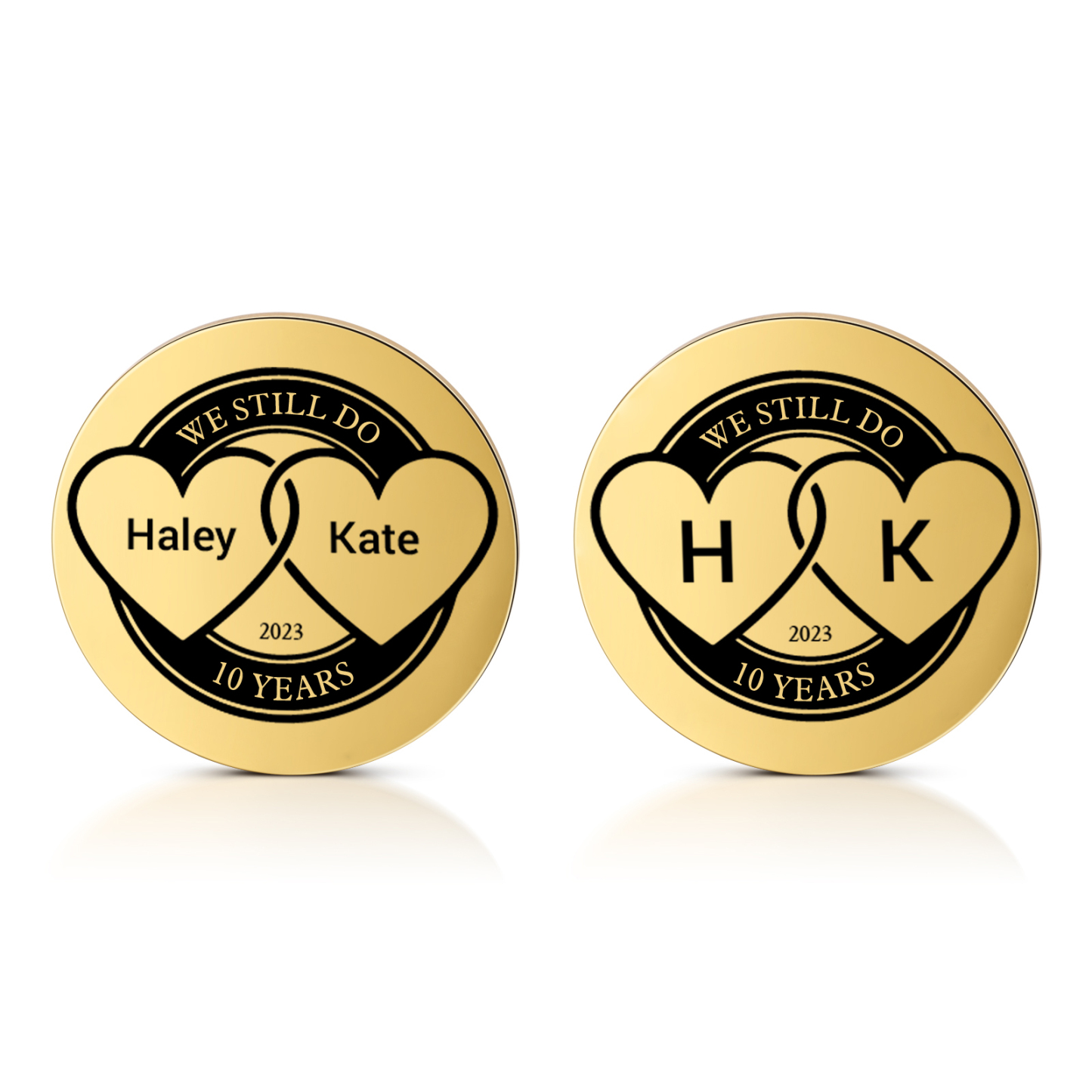 2 PCS Personalized Name Stainless Steel Couple Coin Custom Anniversary Special Gift