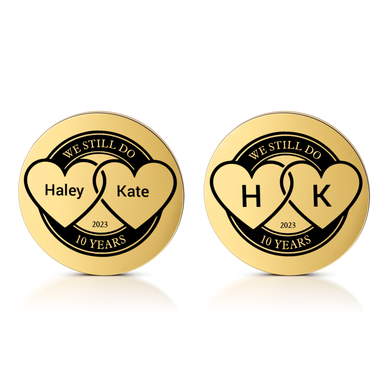 2 PCS Personalized Name Stainless Steel Couple Coin Custom Anniversary Special Gift