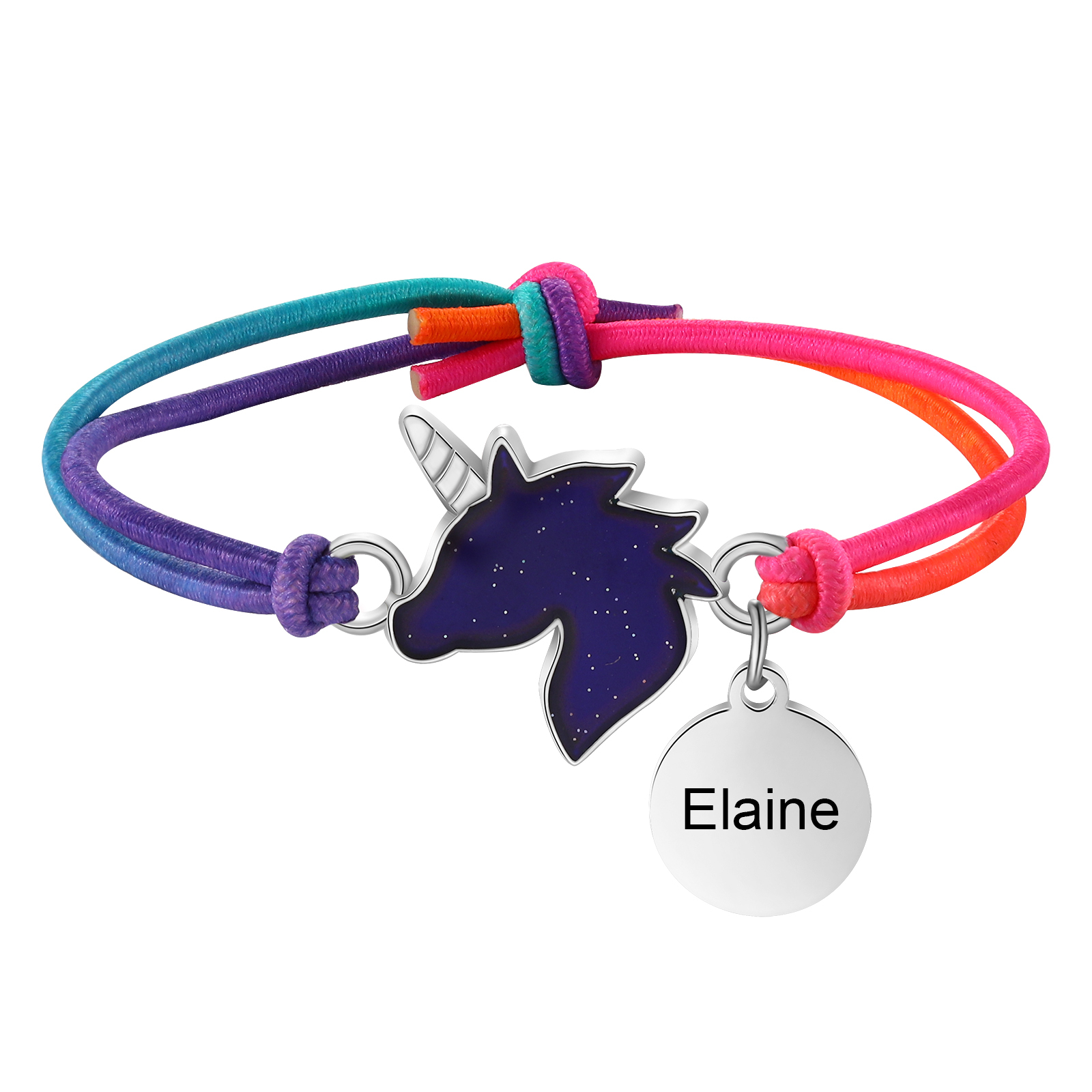 2 PCS Personalised Custom Name Unicorn Elastic Rope Bracelet Back To School Season Children's Gift