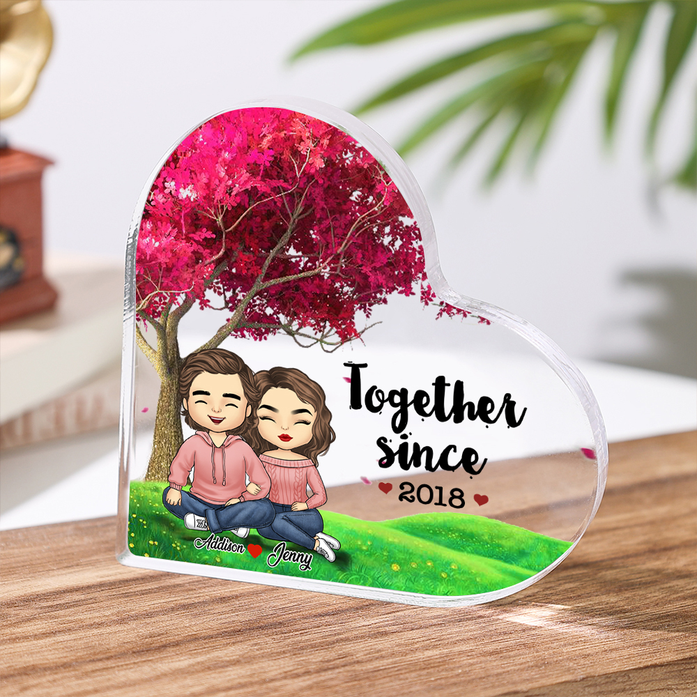 Personalised Couple Acrylic Ornament Custom Acrylic Heart Keepsake Desktop Ornament for Couple