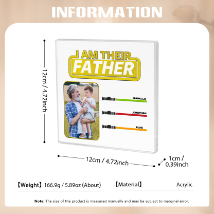 3 Names - Personalised Custom Name & Photo Acrylic Ornament - I AM THEIR FATHER- Father's Day Gift for Dad