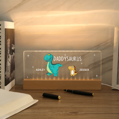 2 Names - Personalised Cute Dinosaur Pattern Beautiful Table Lamp Father's Day Gift for Dad