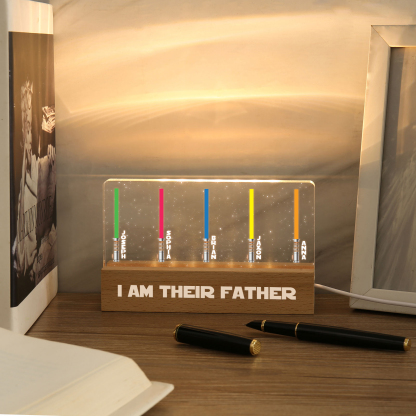 Personalised Star Wars Logo Father's Day Gift - I'm Their Dad - Table Lamp with 5 Names