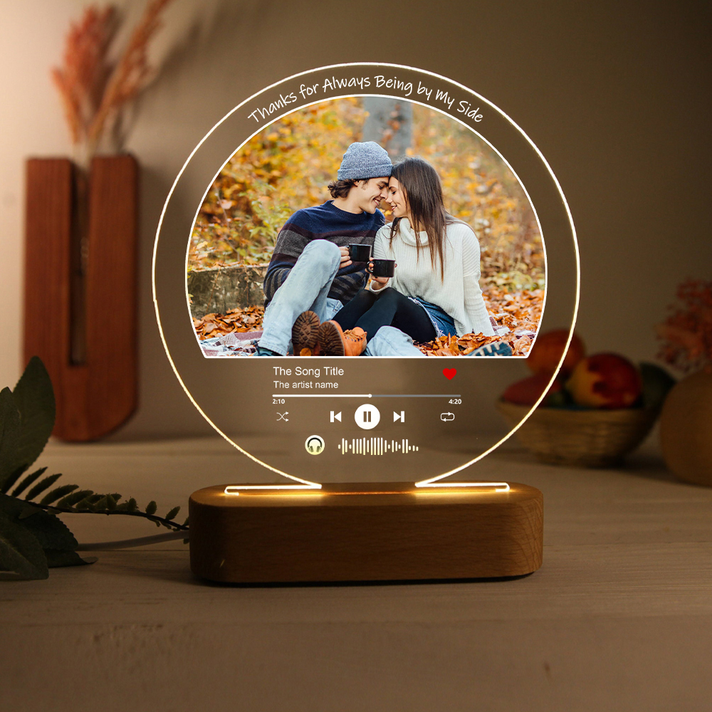 Personalised Couple Acrylic Night Light, Custom Photo And Audio Lamp Christmas Gifts