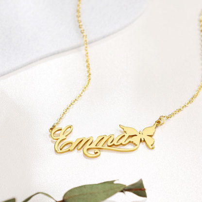 Personalised Butterfly Necklace Custom 1 Name Necklace Gift For Women