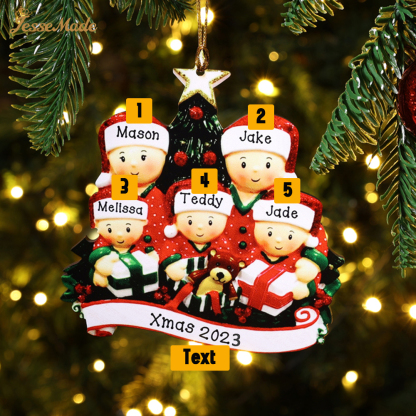 5 Names-Personalised Family Wooden Christmas Ornament-Custom 5 Names Hanging Ornament Gifts For Family