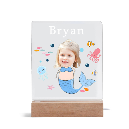 Personalised Photo & Name Acrylic Exquisite Pattern Night Light, A Gift For Children