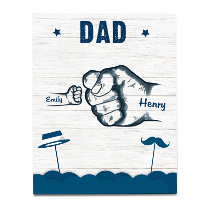 2 Names - Personalised Wooden Ornament Fist Bump Style Engraved Name and Text Ornament for Dad