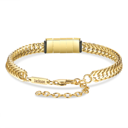 6 Names - Personalised Name Stainless Steel Men's Bracelet Great Gift for Him