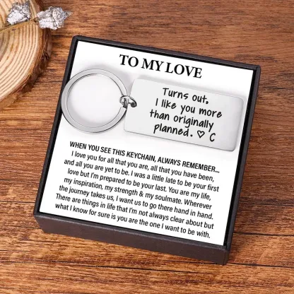 Personalised Initial Couple Keychain "Turns Out, I Like You More Than Originally Planned"