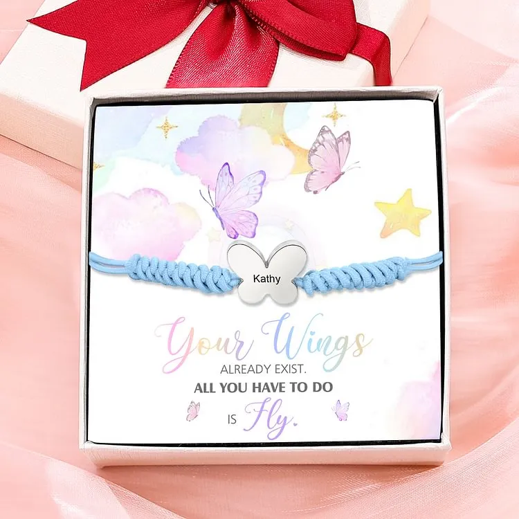 Butterfly Adjustable Bracelet Custom Name Bracelet Gift for Daughter Granddaughter - Your Wings Always Exist, All You Have To Do Is Fly