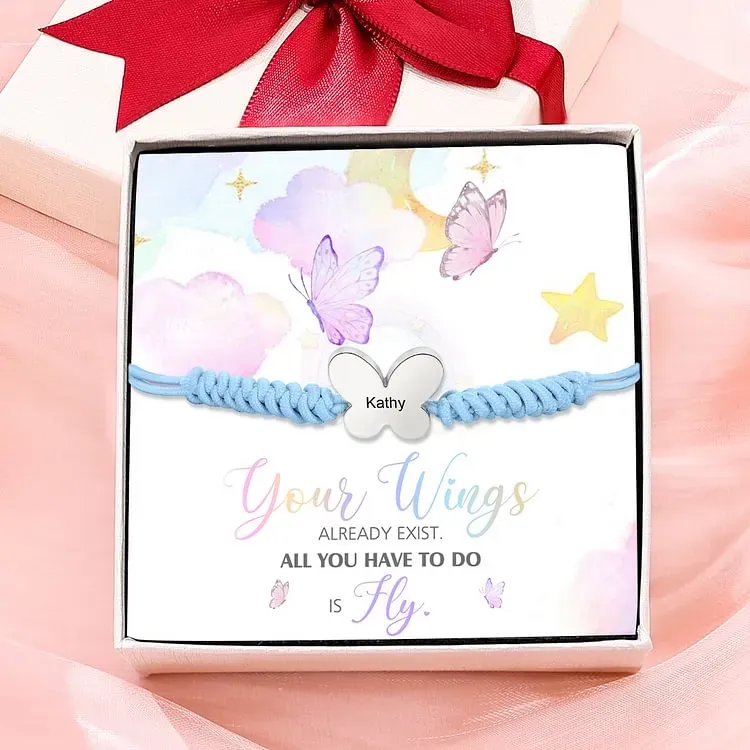 Butterfly Adjustable Bracelet Custom Name Bracelet Gift for Daughter Granddaughter - Your Wings Always Exist, All You Have To Do Is Fly
