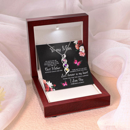 3 Names-Personalised Necklace Cascading Pendant with 3 Birthstones Engraving 3 Names Gifts for Her