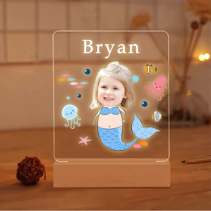 Personalised Photo & Name Acrylic Exquisite Pattern Night Light, A Gift For Children