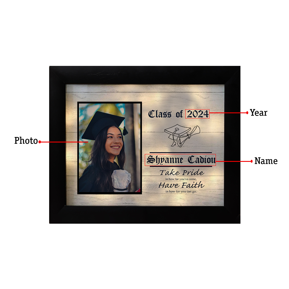2024 Graduation Gift - Personalised Year & Photo & Name Frame Night Light LED Night Light Gift for Her/Him