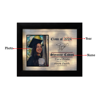 2024 Graduation Gift - Personalised Year & Photo & Name Frame Night Light LED Night Light Gift for Her/Him