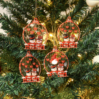 8 Names-Personalised Family Acrylic Christmas Xmas Tree Decoration Ornament-Custom 8 Names And Text Hanging Ornament Gifts For Family