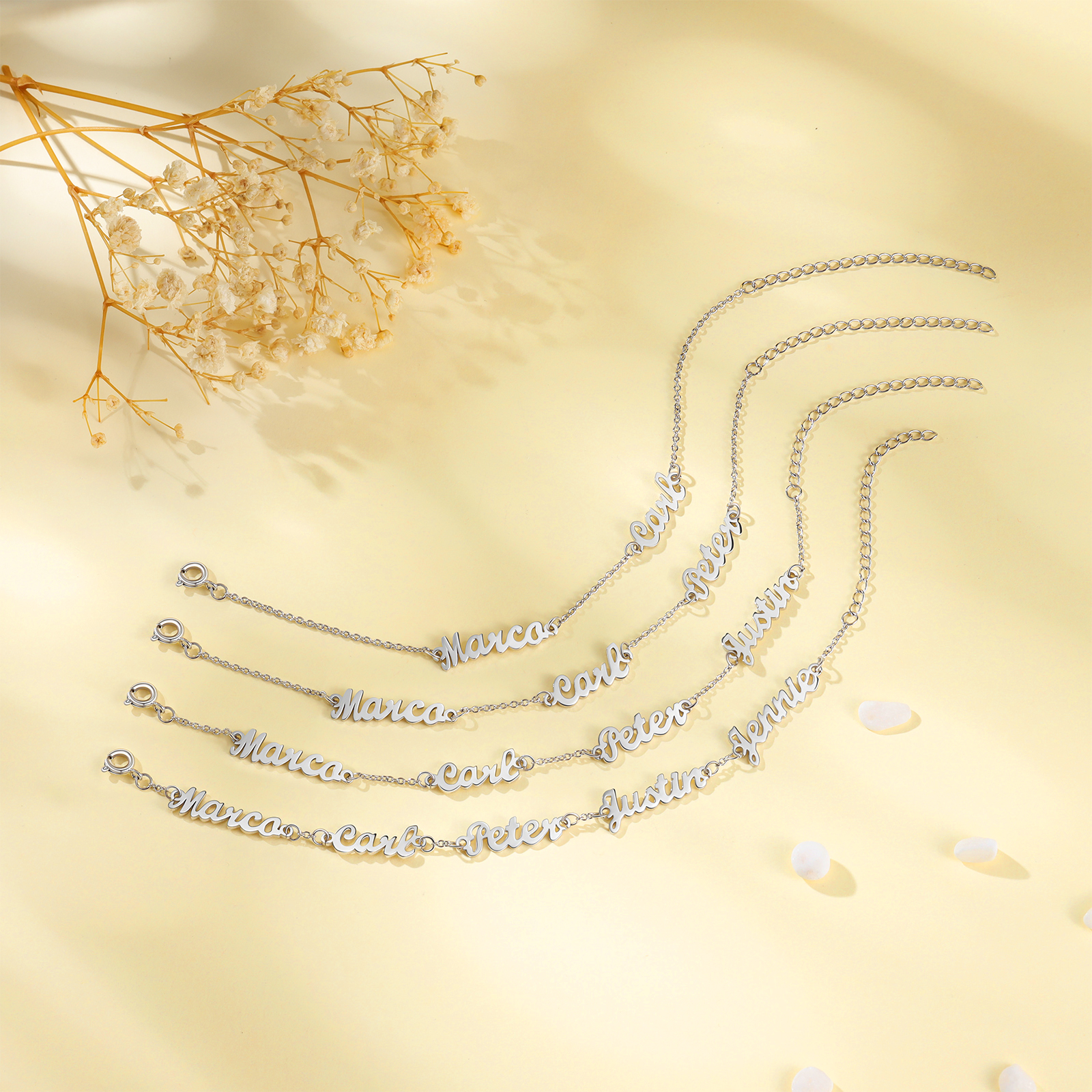 Personalised Family Name Bracelet Custom 2 Names Bracelet  Best Gift For Her