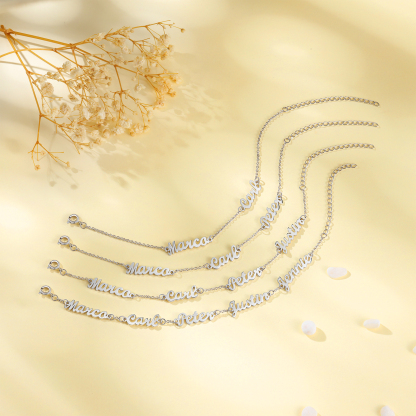 Personalised Family Name Bracelet Custom 2 Names Bracelet  Best Gift For Her