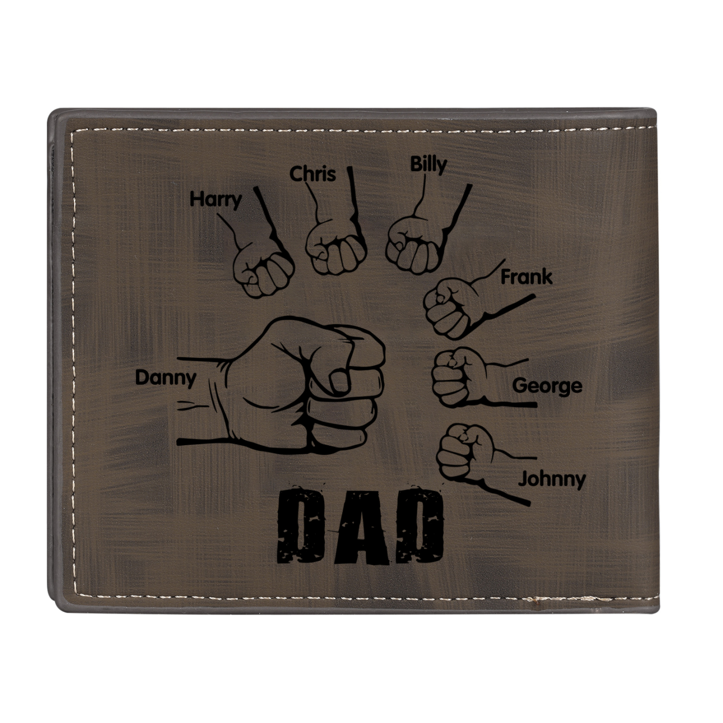 7 Names - Personalised Photo Custom Leather Men's Wallet as a Father's Day Gift for Dad