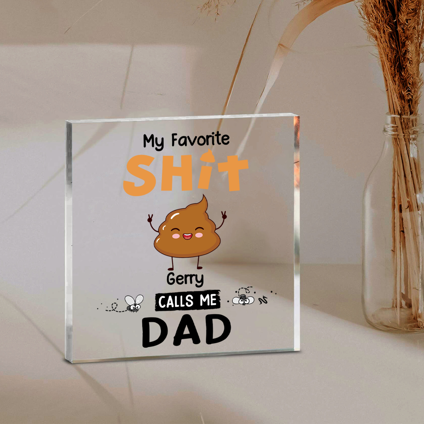 1 Name - Personalised Monster and Shit Style Custom Name Acrylic Ornament Father's Day Gift for Dad