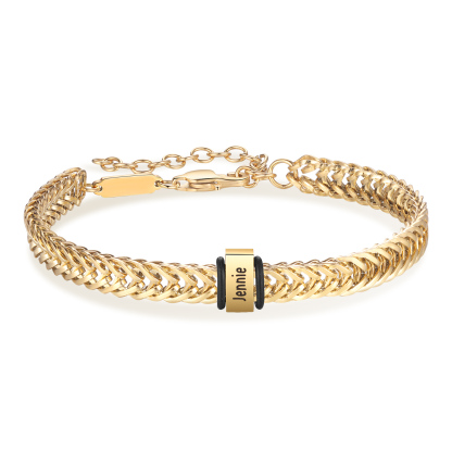 2 Names - Personalised Name Stainless Steel Men's Bracelet Great Gift for Him