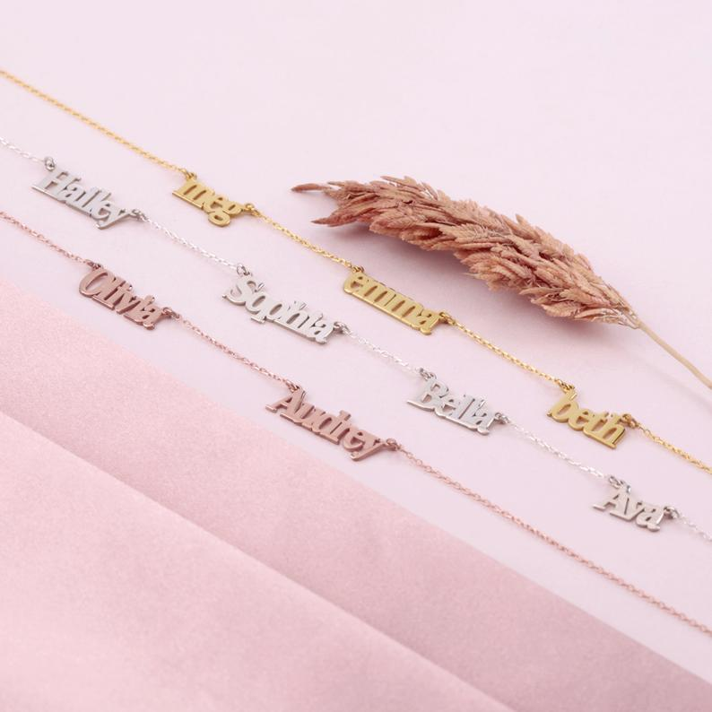 Personalised Necklace Custom 3 Names Necklace Gift For Women