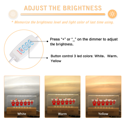 6 Names - Personalised Baseball Jersey Desk Lamp - Dad's Dream Team - Father's Day Gift for Dad